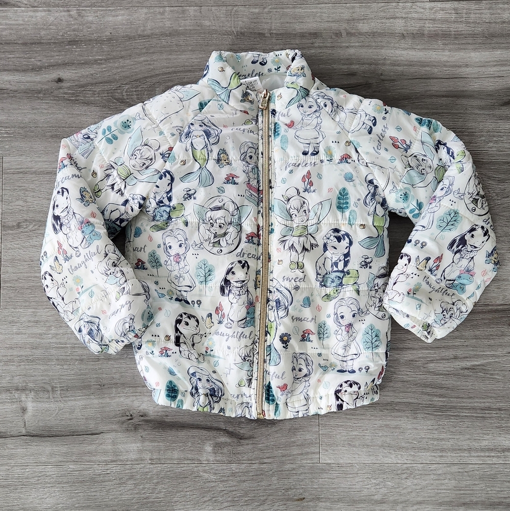 Disney "Animators" Princess Collection Lightweight Puffer Jacket Size 4/5 Rare